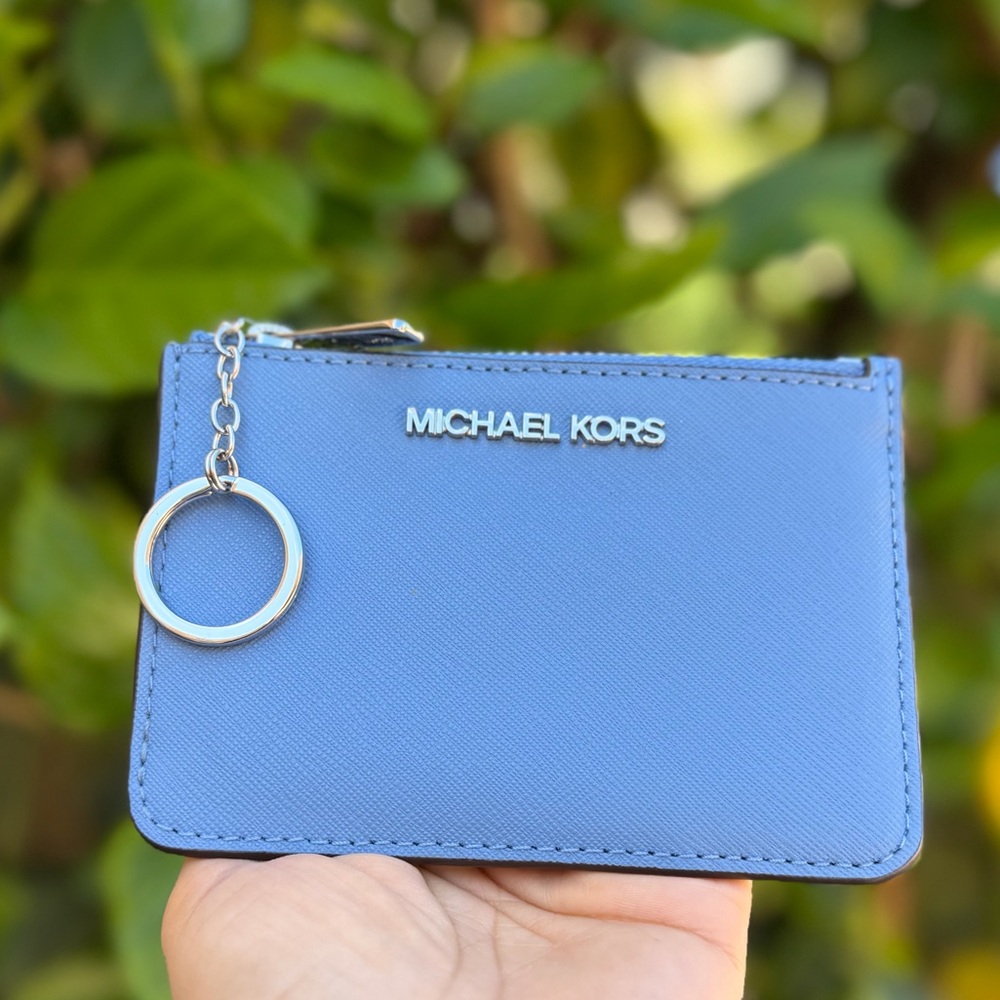 Michael Kors Jet Set Coin Pouch Card ID Holder Wallet French Blue